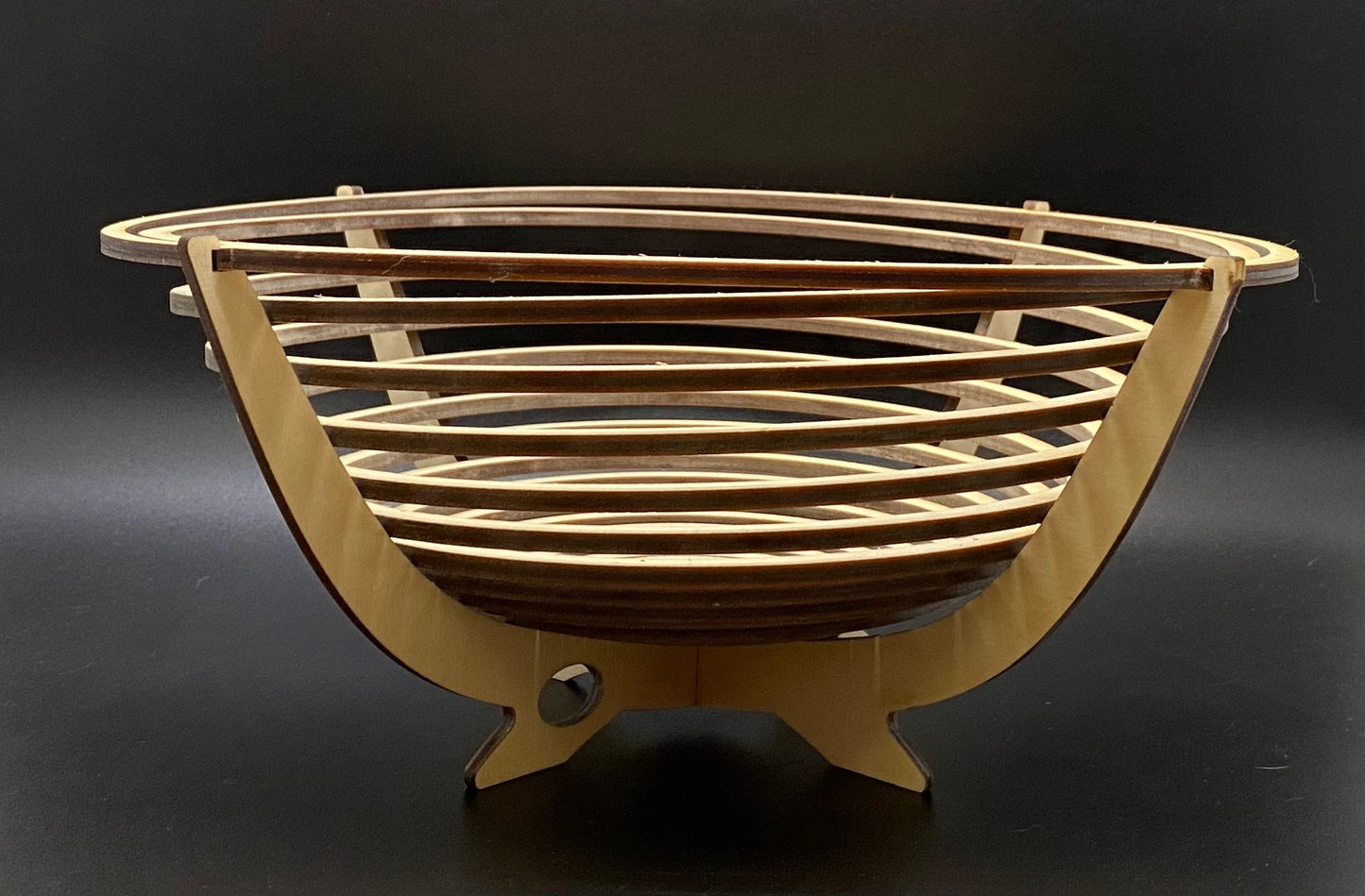 Funky Mid Century Modern Style Wood Collapsible Bowl