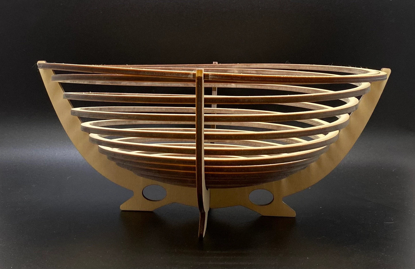 Funky Mid Century Modern Style Wood Collapsible Bowl